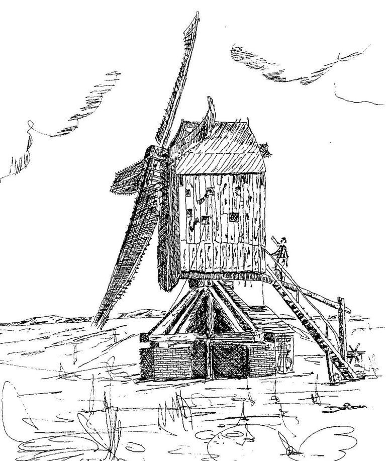 Een afbeelding van een standerdmolen - VVV Ameland