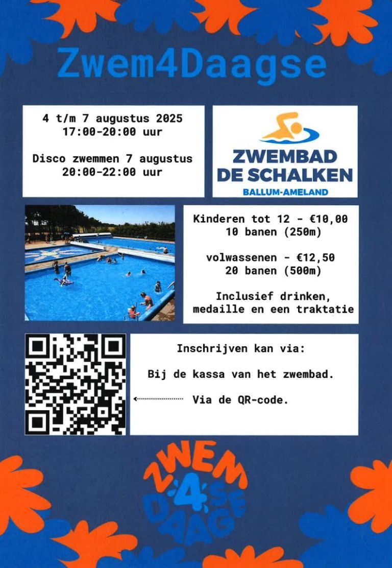 Zwem4daagse in Zwembad De Schalken - VVV Ameland